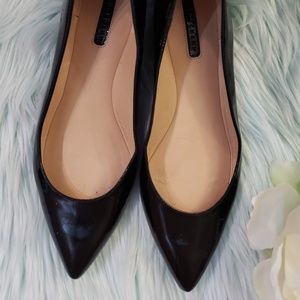 Longchamp Black Patent Leather Point Toe Flats